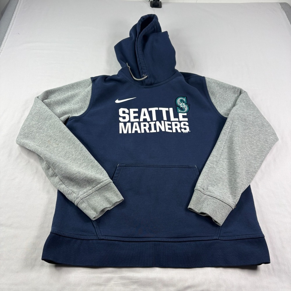 Seattle Mariners Nike Hoodie Mens Large Blue Pullover Sweatshirt MLB